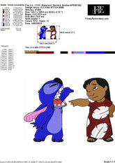 Playful Lilo & Stitch Embroidery Design - Cute Cartoon Duo